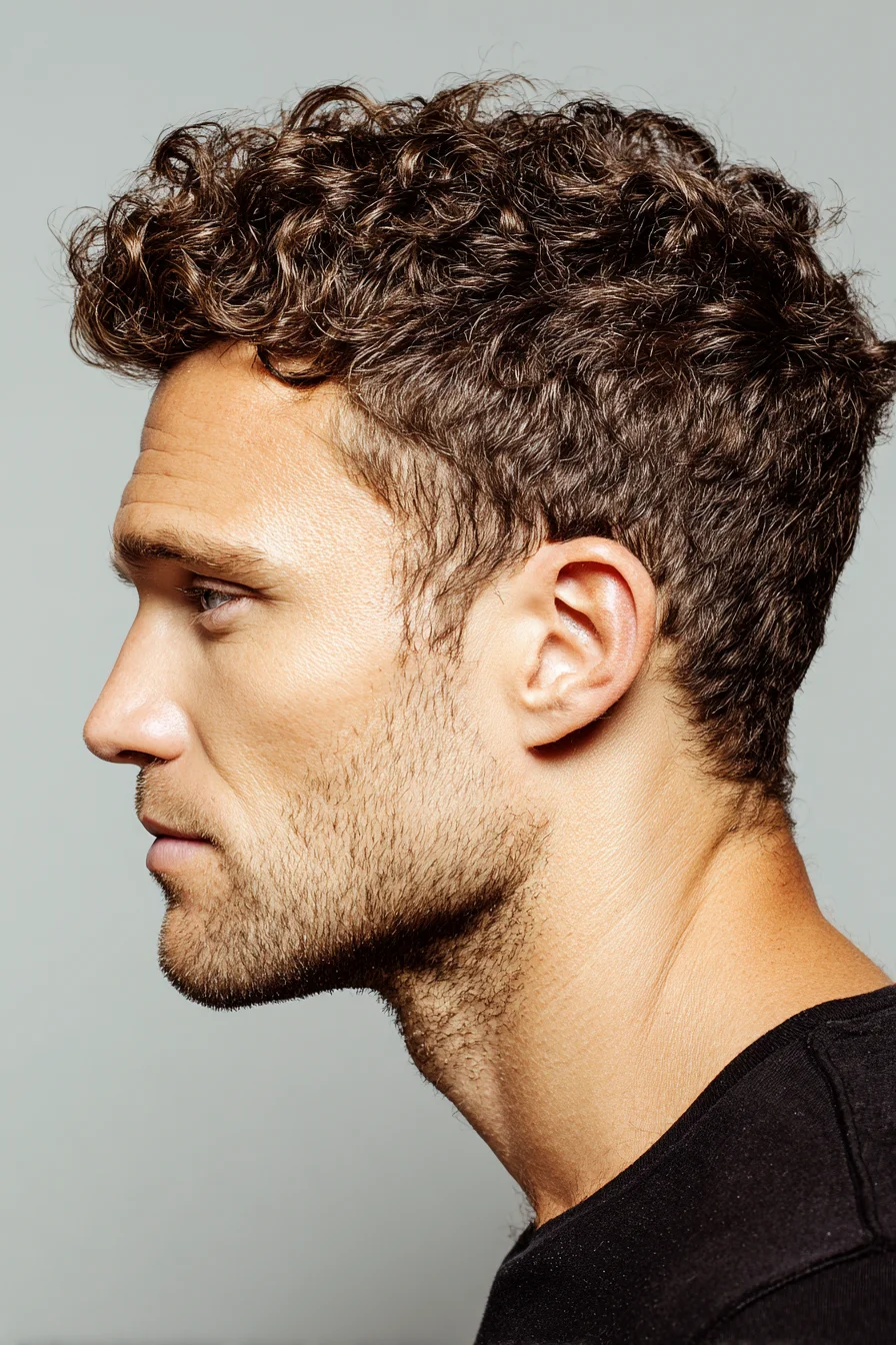 Textured Curly Top with Short Tapered Sides — Modern Mens Hairstyle