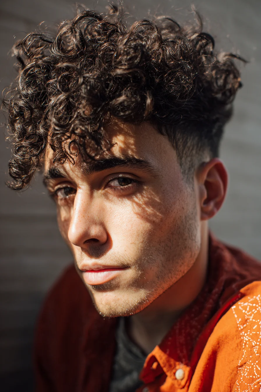 Textured Curly Top with Taper Fade — Modern Mens Curly Hairstyle
