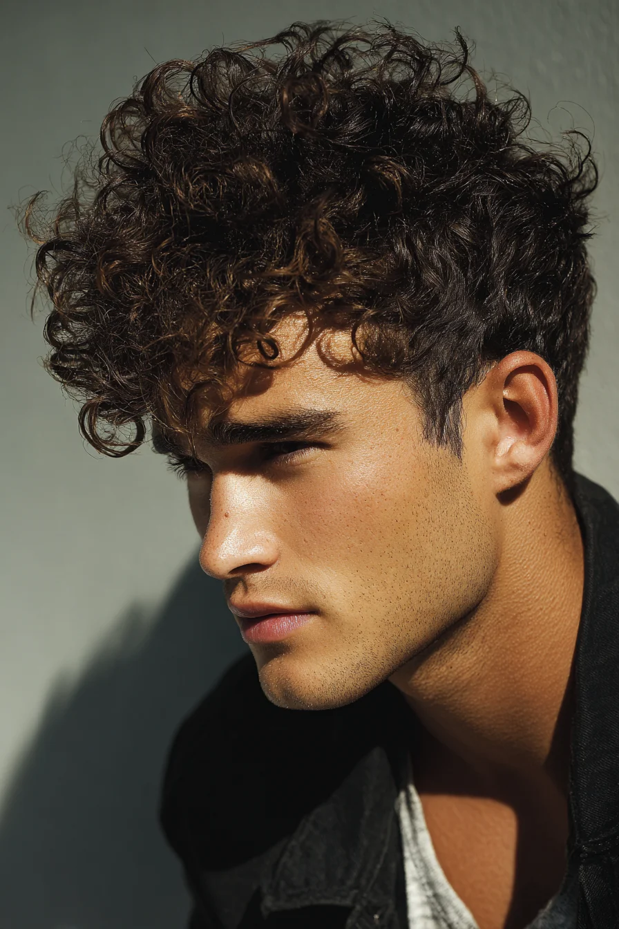 Textured Curly Top with Tapered Short Sides — Modern Mens Curly Haircut