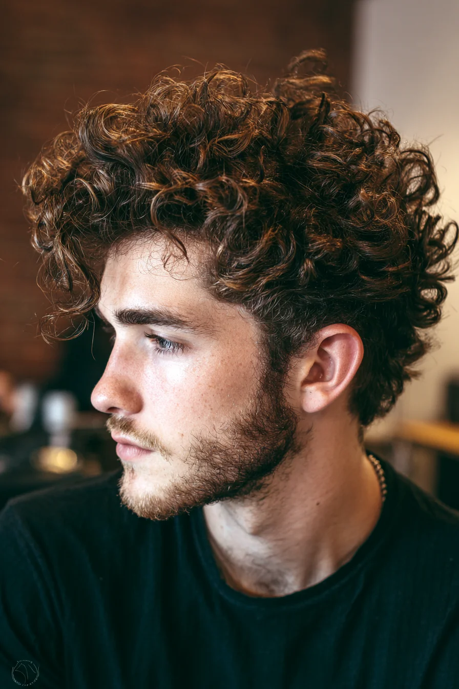 Textured Curly Top with Tapered Sides for Men