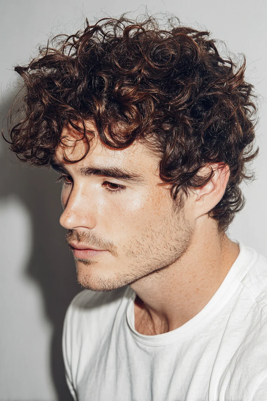 Textured Curly Top with Tapered Sides — Mens Curly Hairstyle