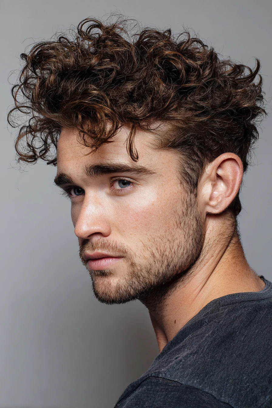 Textured Curly Top with Tapered Sides — Mens Curly Hairstyle