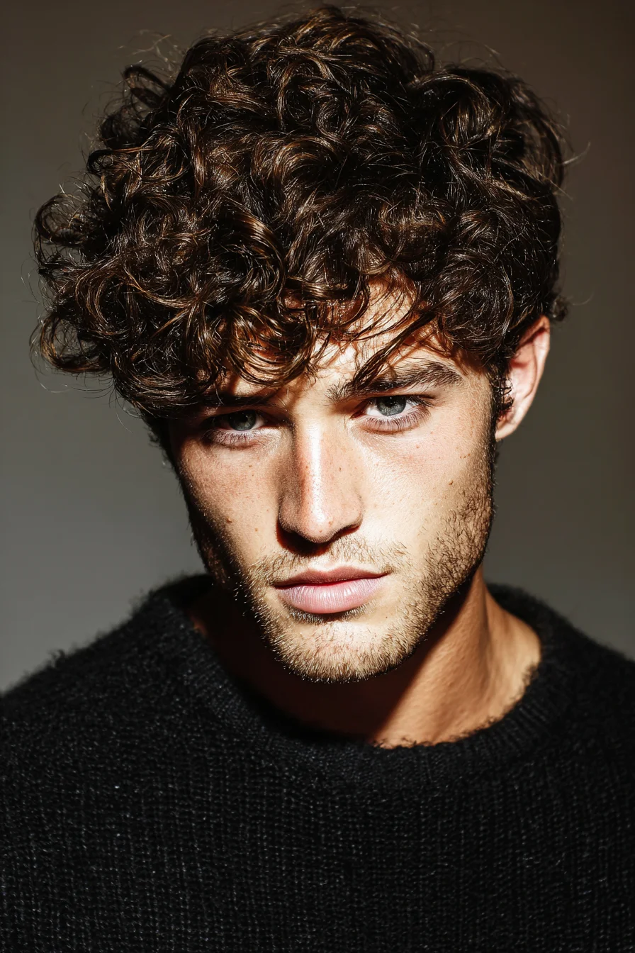 Textured Curly Top with Tapered Sides — Mens Curly Hairstyle