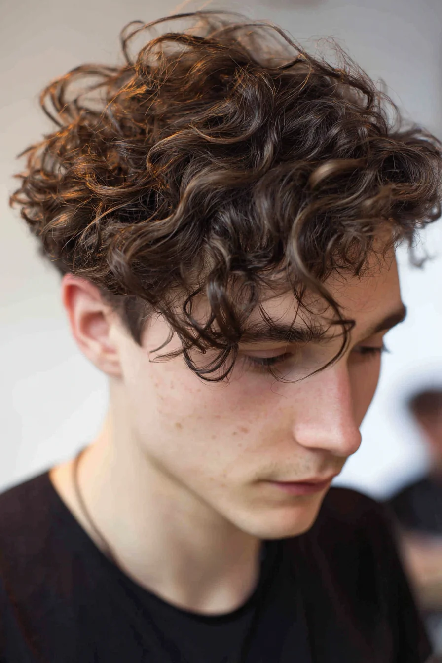 Textured Curly Top with Tapered Sides — Mens Modern Curly Hairstyle