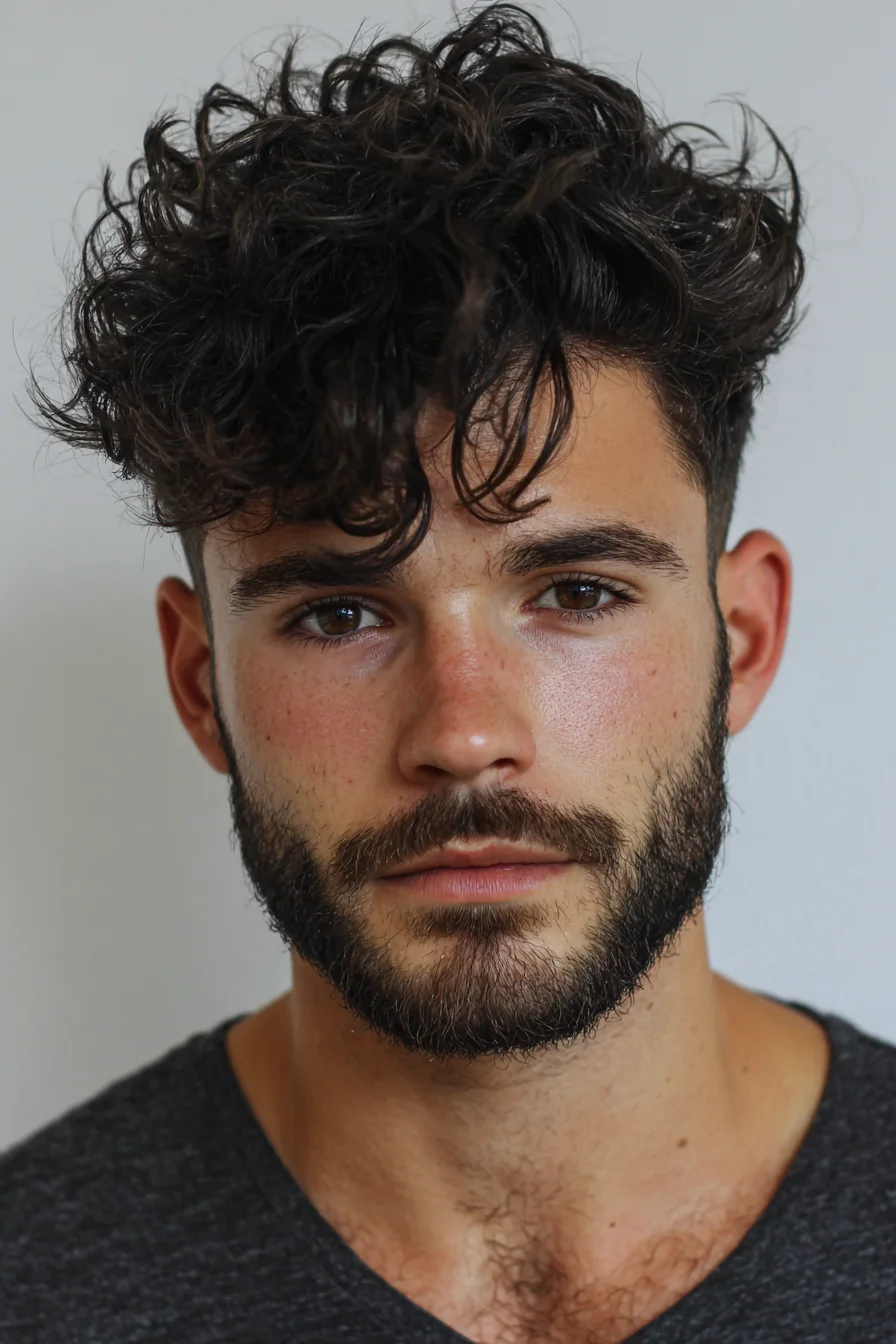 Textured Curly Top with Tapered Sides — Mens Modern Curly Hairstyle