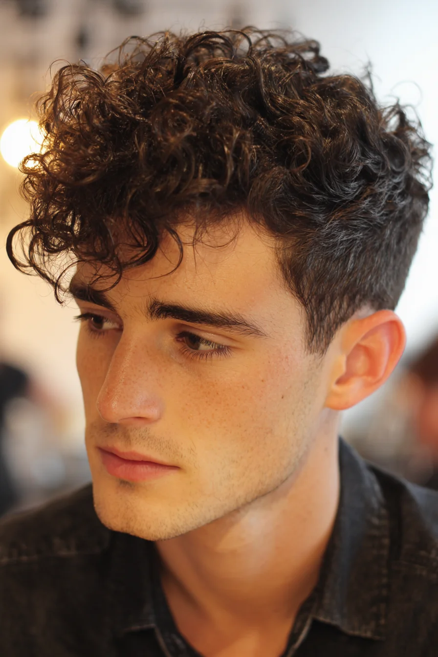 Textured Curly Top with Tapered Sides — Modern Mens Curly Crop