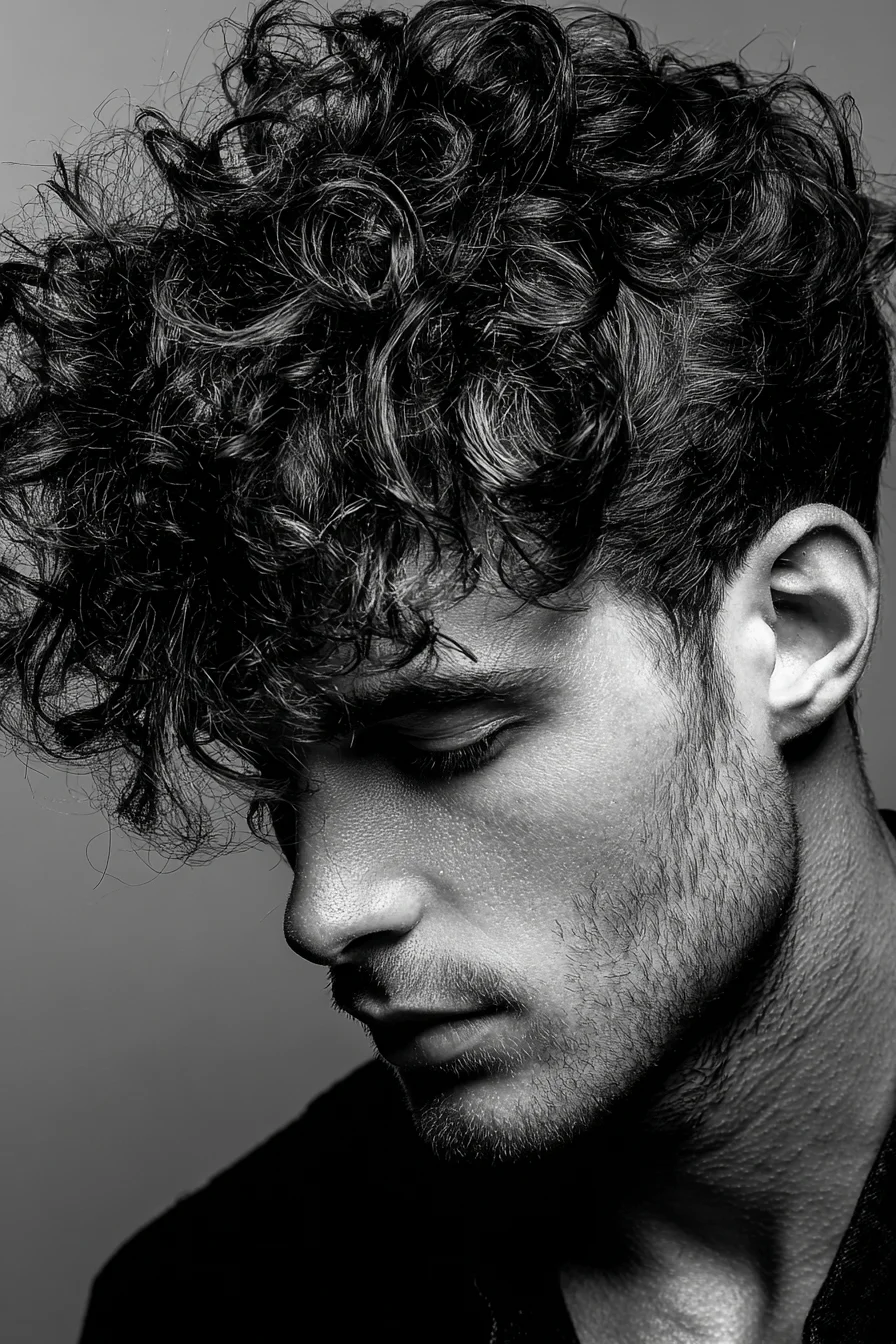 Textured Curly Top with Tapered Sides — Modern Mens Curly Crop