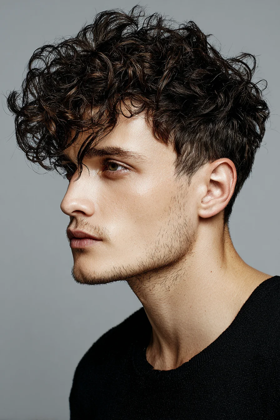 Textured Curly Top with Tapered Sides — Modern Mens Curly Hairstyle