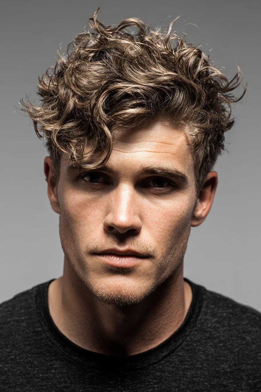 Textured Curly Top with Tapered Sides — Modern Mens Hairstyle