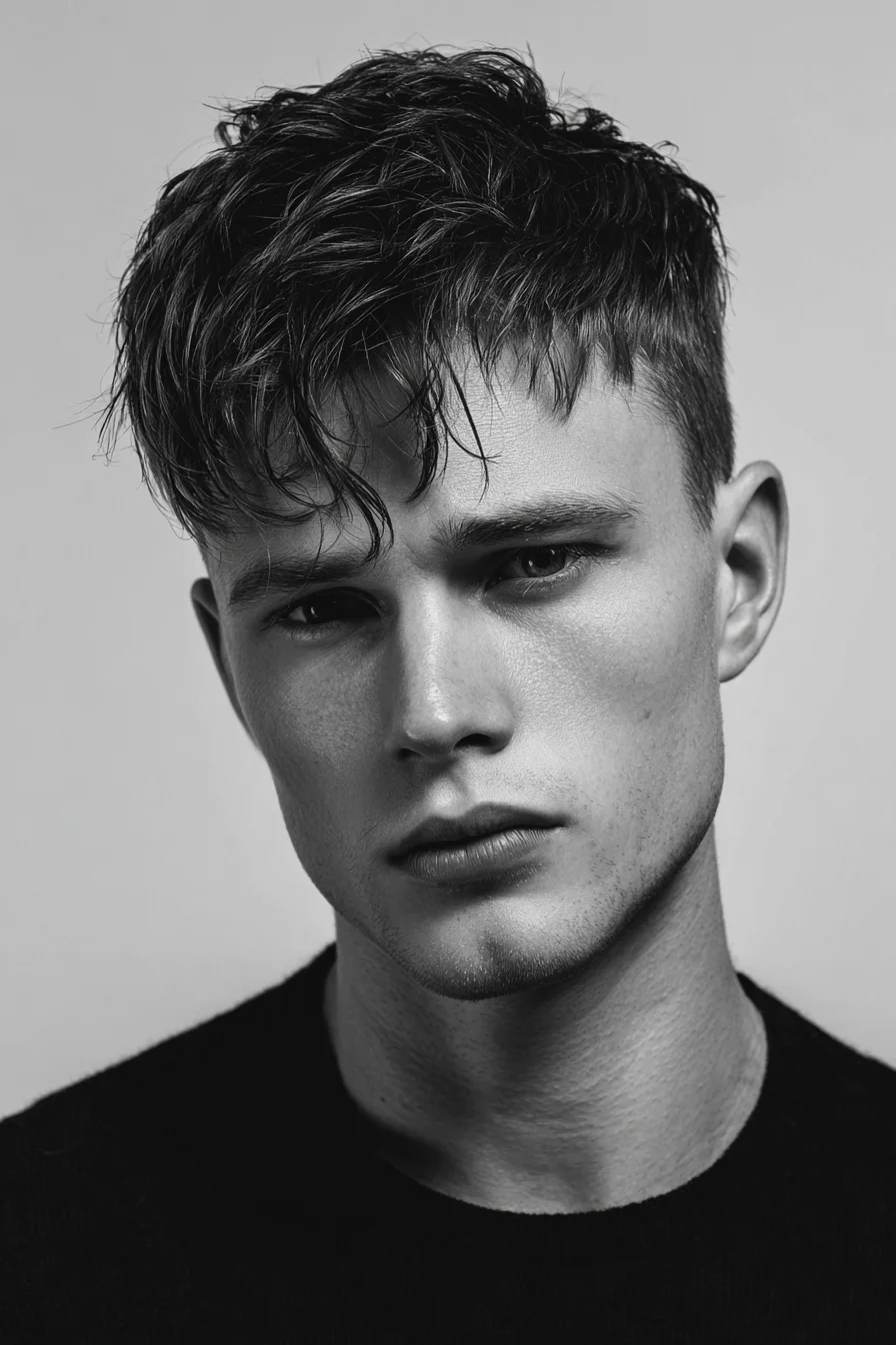 Textured French Crop with Tousled Fringe — Mens Short Textured Hairstyle