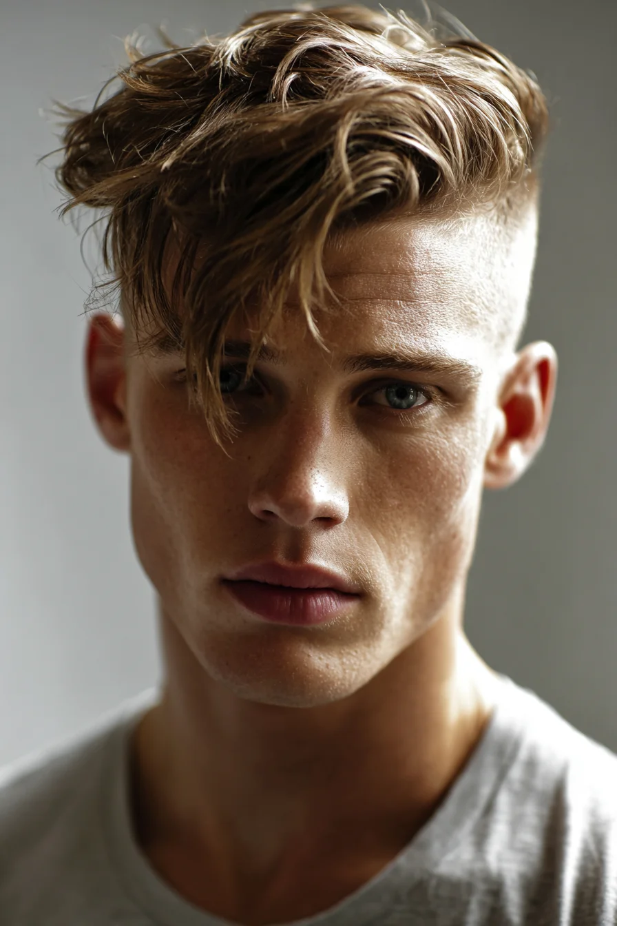 Textured Fringe with Undercut - Modern Mens Tousled Haircut