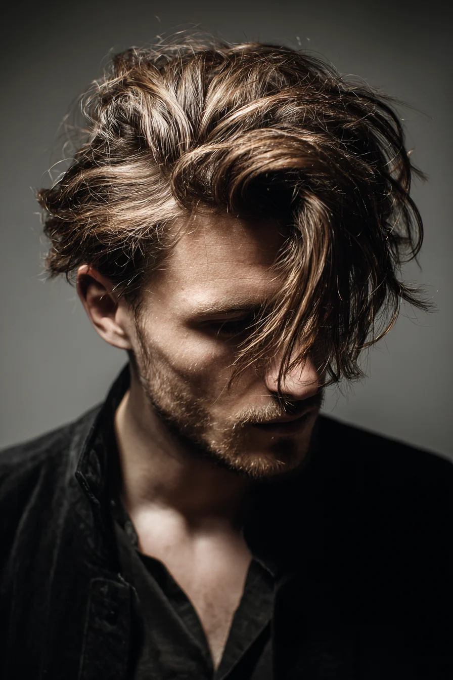 Textured Long Top with Tousled Fringe — Modern Mens Layered Cut