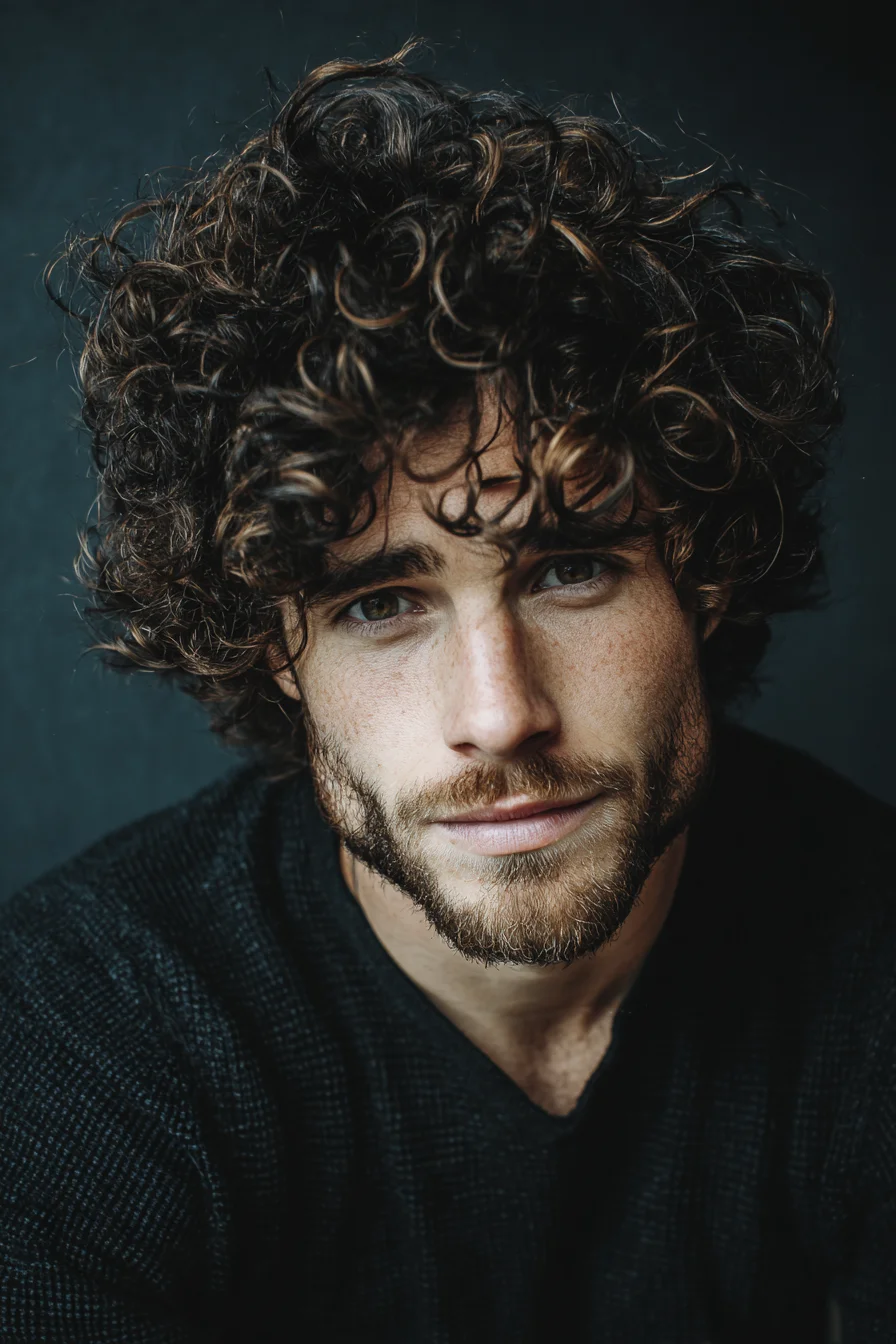 Textured Medium Curly Hairstyle for Men — Voluminous Natural Curls