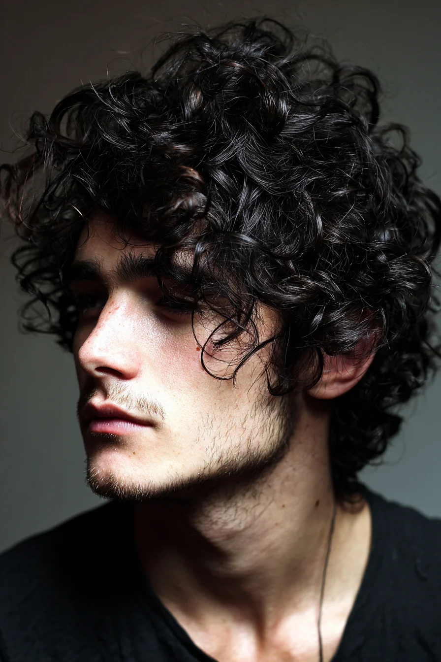 Textured Medium-Length Curly Cut for Men — Natural Volume & Definition