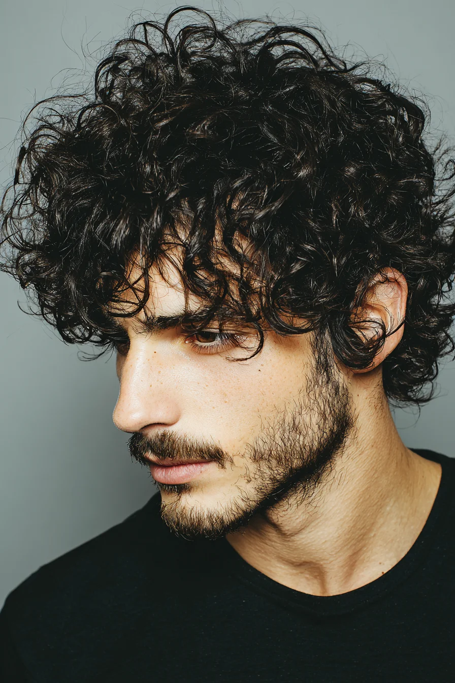 Textured Medium-Length Curly Hair for Men