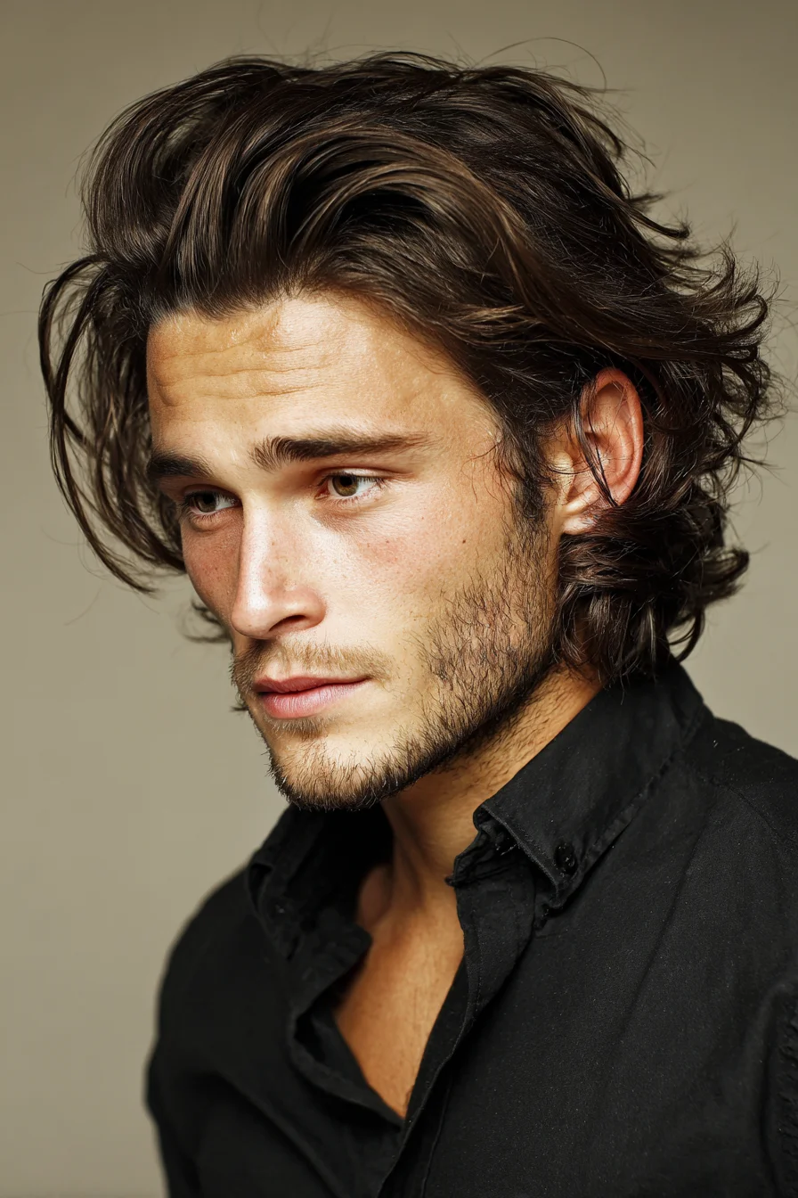 Textured Medium-Length Tousled Hairstyle for Men