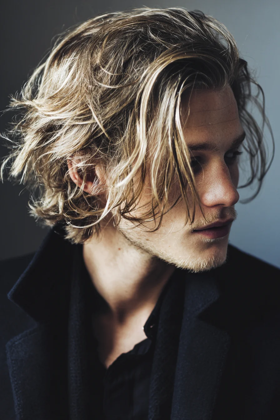 Textured Medium-Length Tousled Hairstyle for Men