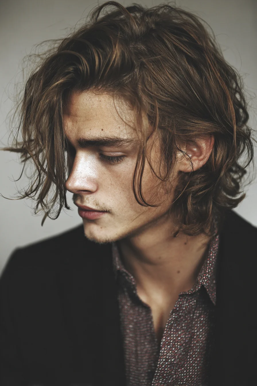 Textured Medium-Length Tousled Hairstyle for Men