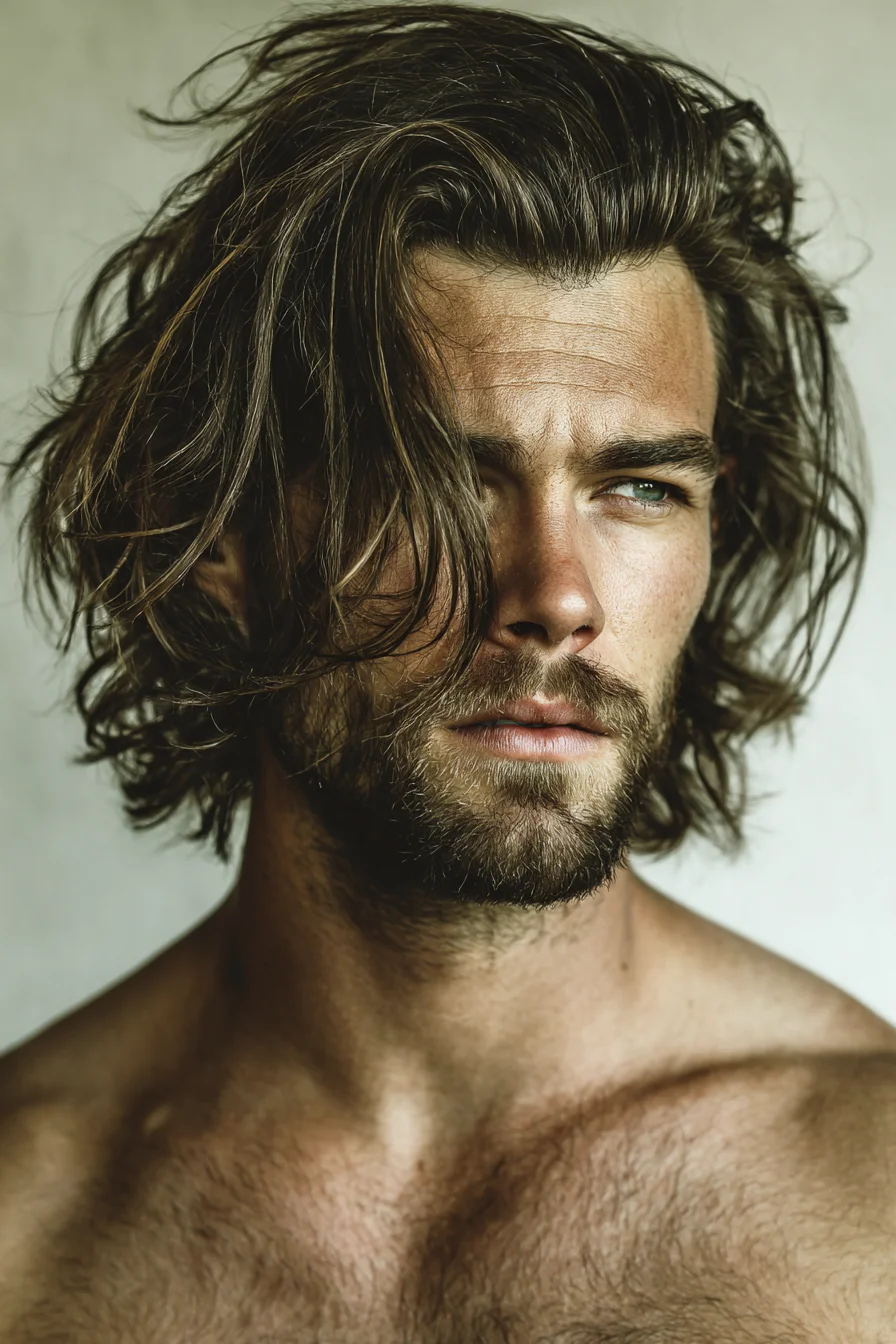 Textured Medium-Long Wavy Cut for Men — Layered Messy Style