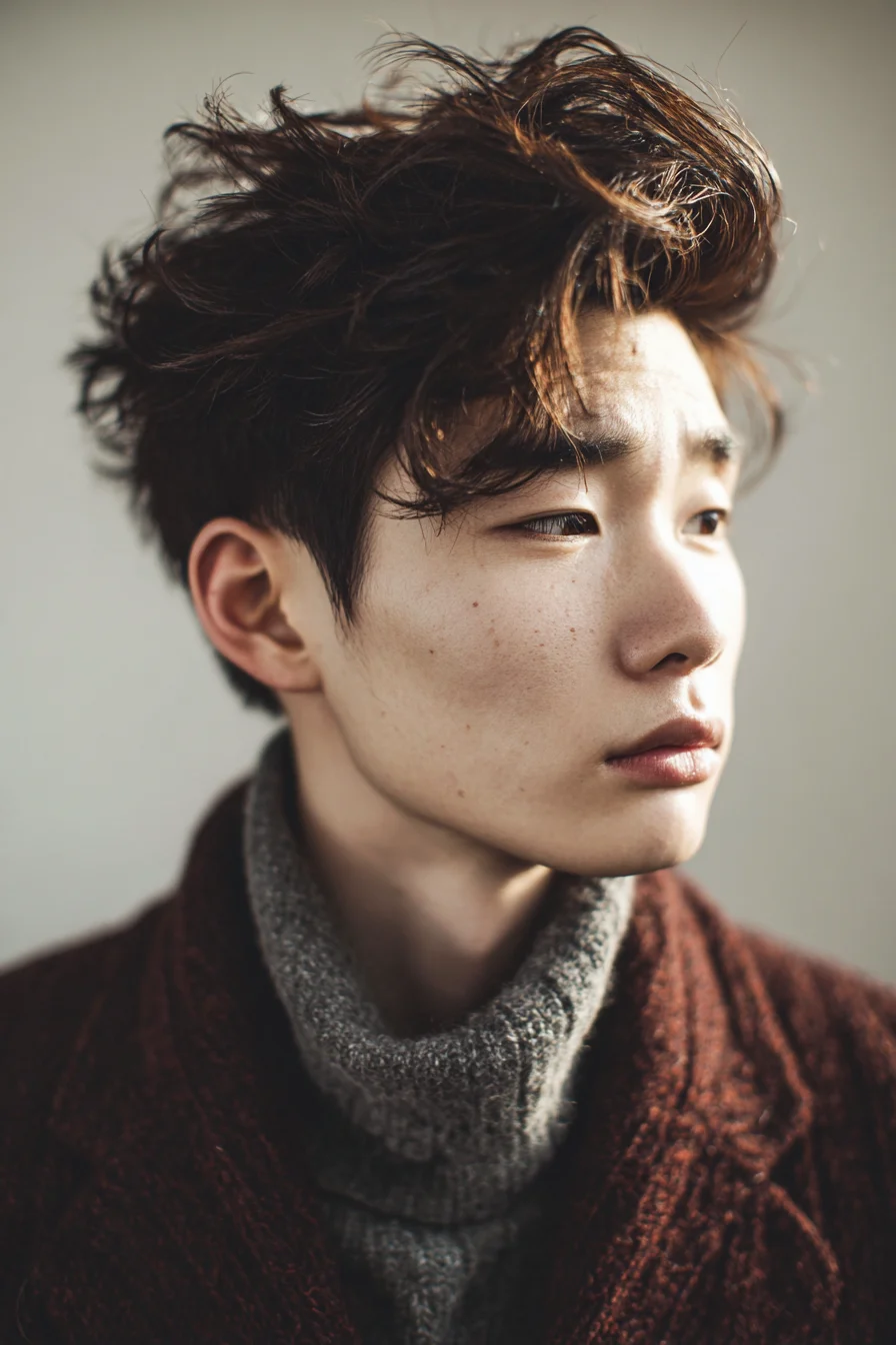 Textured Messy Quiff for Men — Volume Top with Tapered Sides
