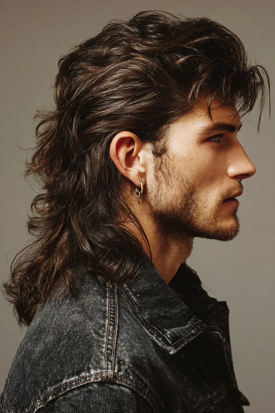 Textured Mid-Length Shag Mullet for Men — Layered, Voluminous Styling