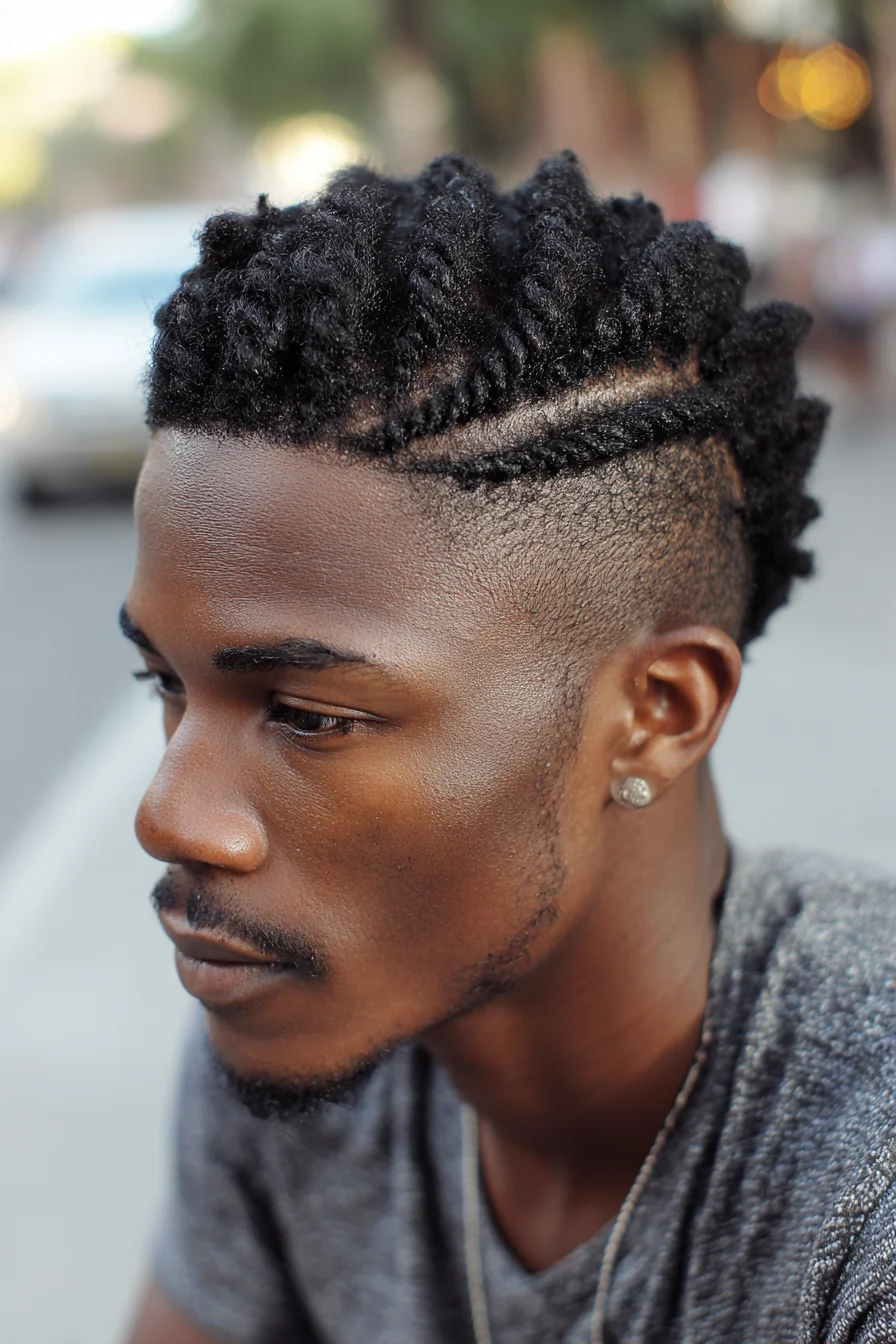 Textured Mini Twists with Low Fade and Hard Part — Modern Mens Natural Style