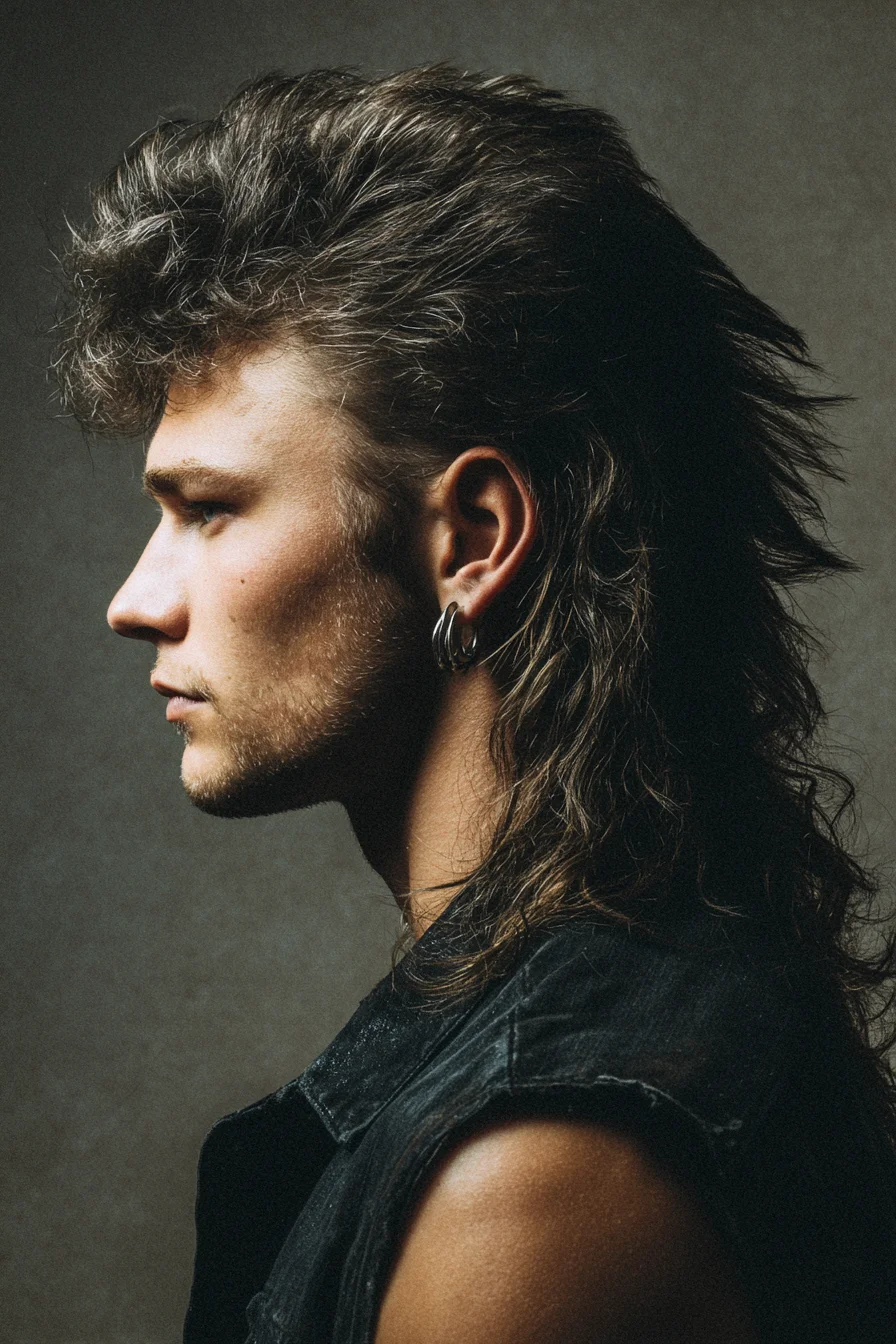 Textured Modern Mullet for Men — Layered Back with Tapered Sides