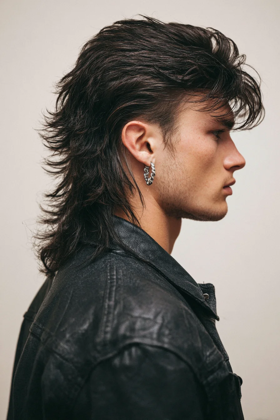 Textured Modern Mullet for Men — Layered Back with Tapered Sides