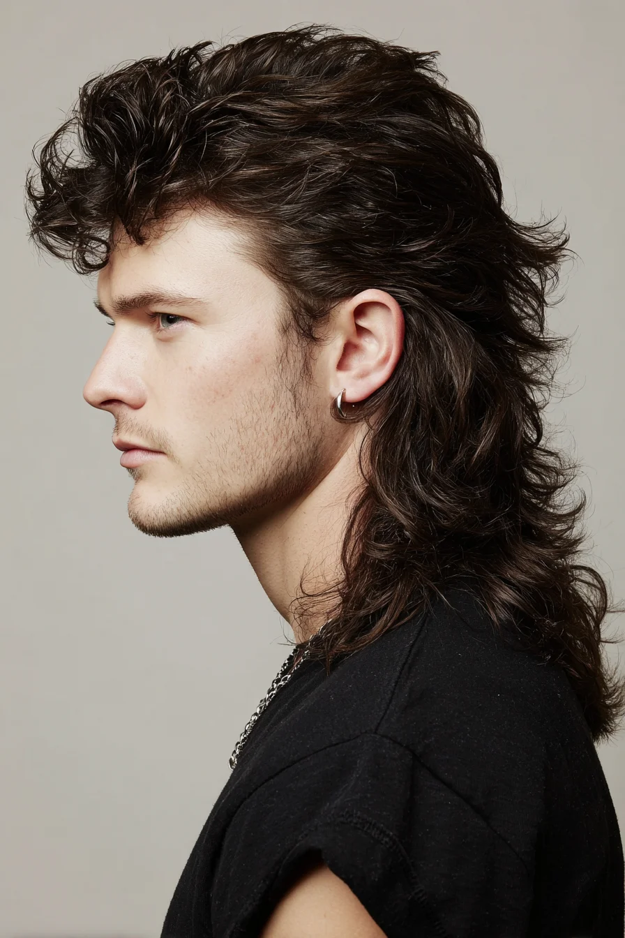 Textured Modern Mullet for Men — Layered Back with Voluminous Top