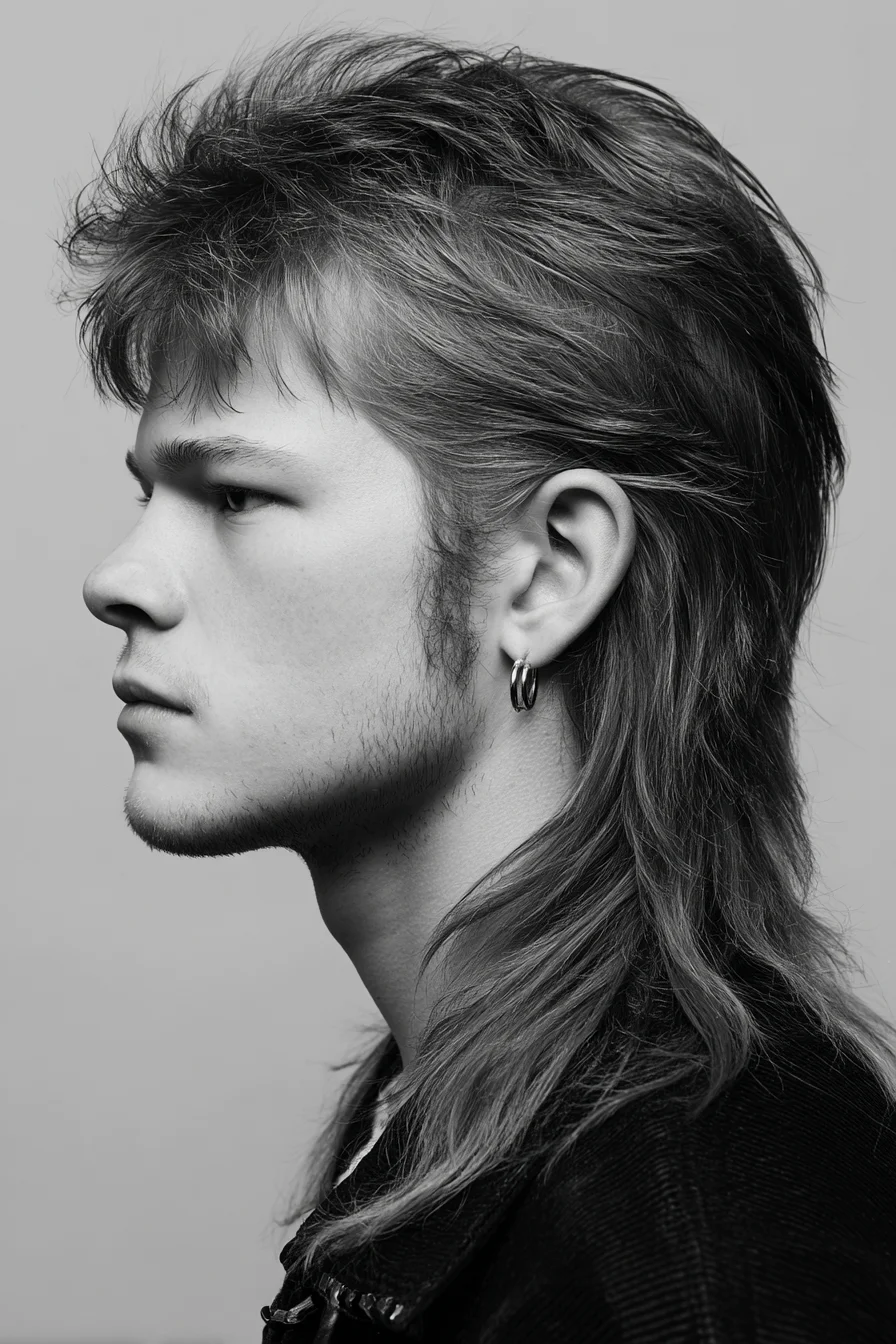 Textured Modern Mullet for Men — Layered Fringe and Tapered Back