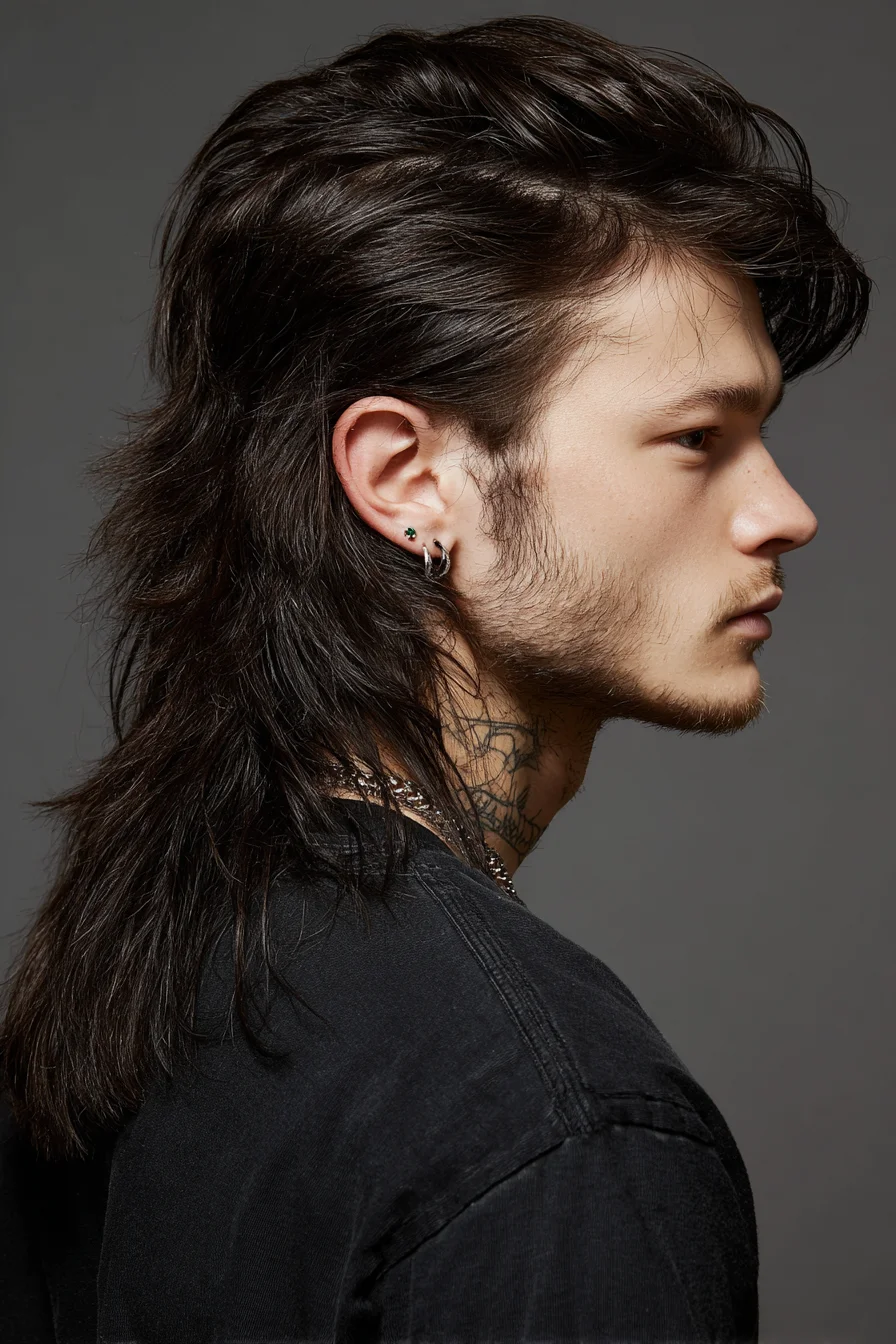 Textured Modern Mullet for Men — Layered Long-Back Style with Volume
