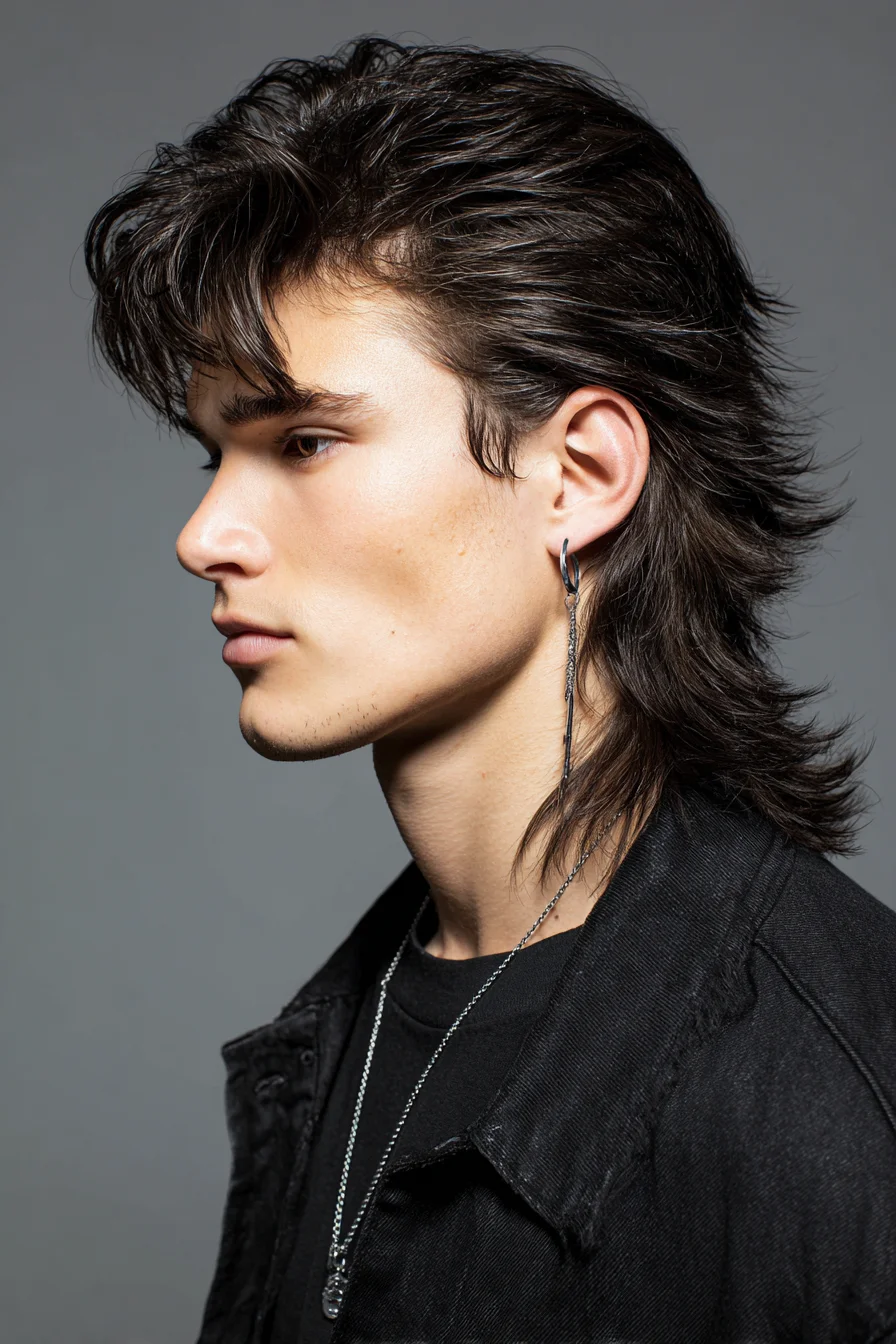 Textured Modern Mullet for Men — Layered Medium-Length Shag Hairstyle