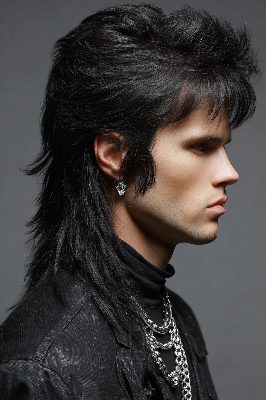 Textured Modern Mullet for Men — Layered Shag with Feathered Fringe