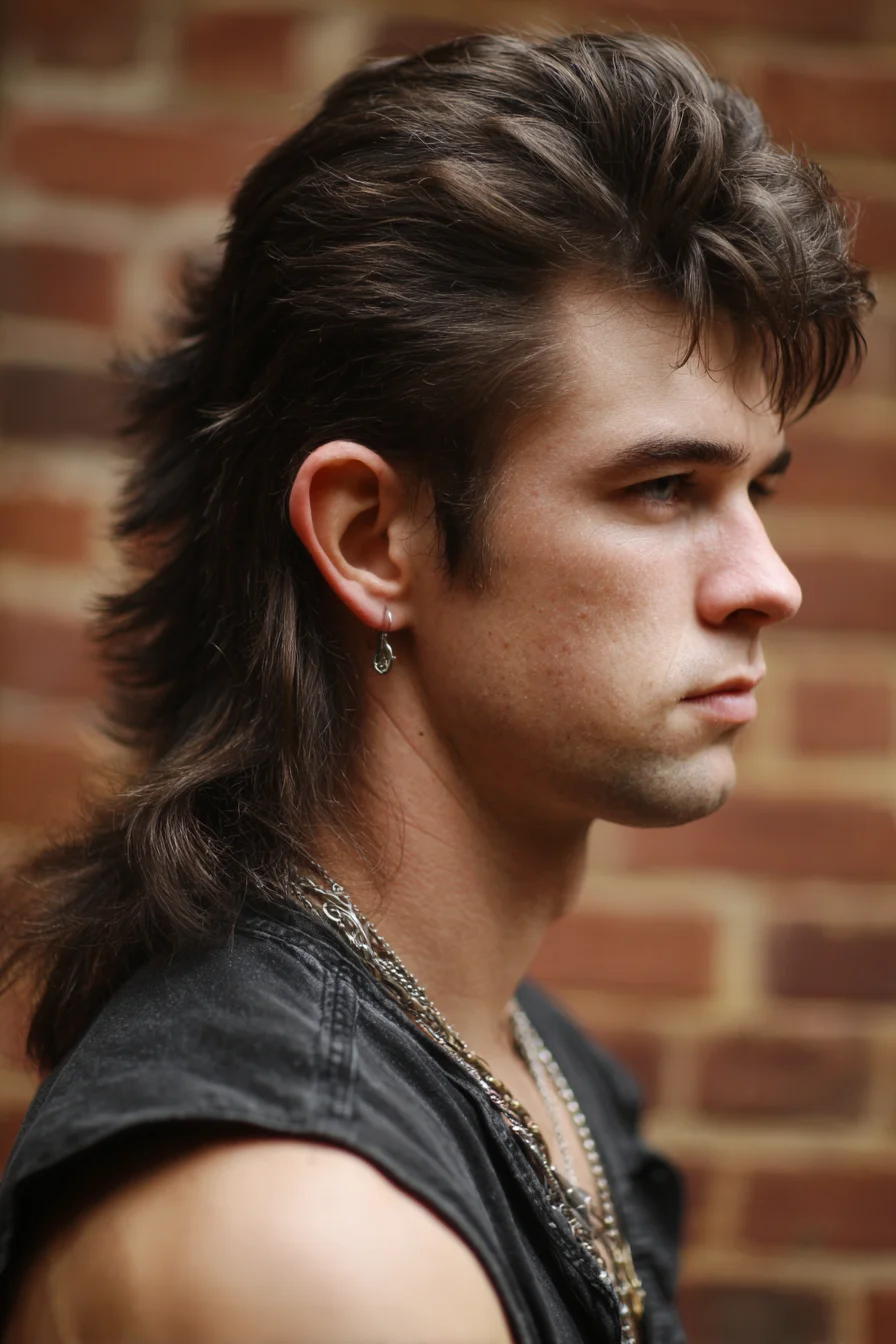 Textured Modern Mullet for Men — Layered Top with Tapered Sides