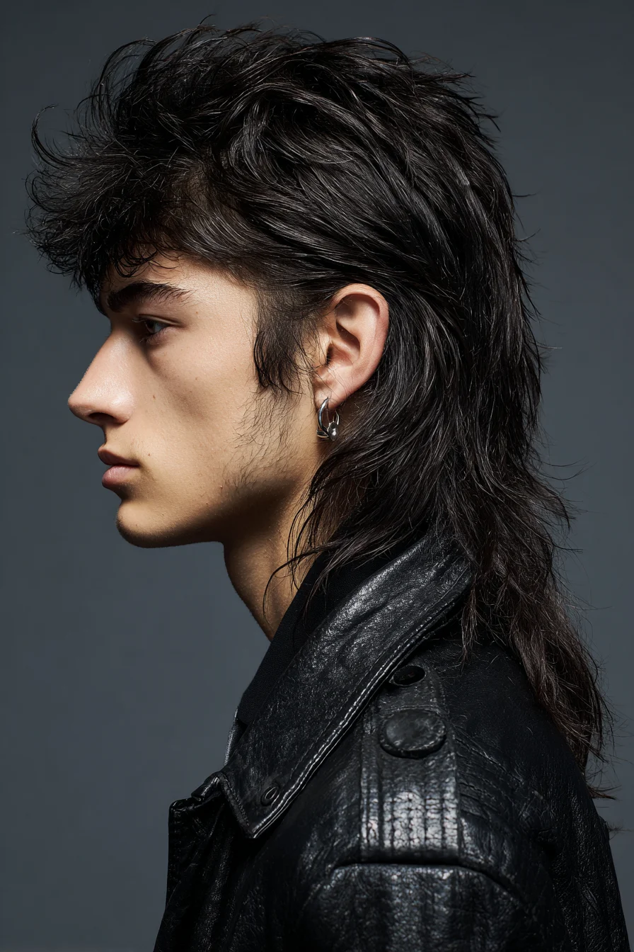 Textured Modern Mullet for Men — Layered Tousled Rocker Cut