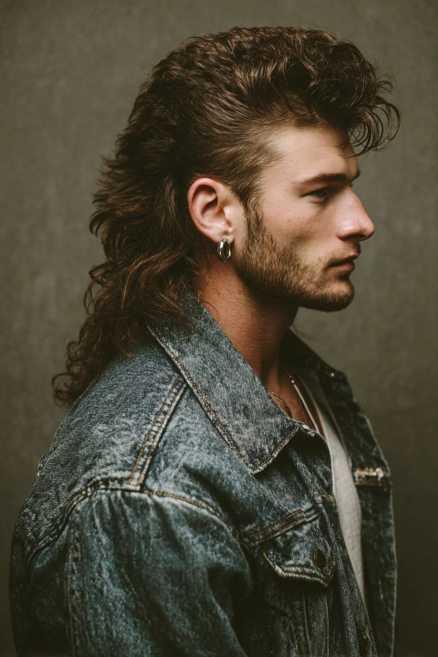 Textured Modern Mullet for Men — Tapered Sides & Voluminous Top