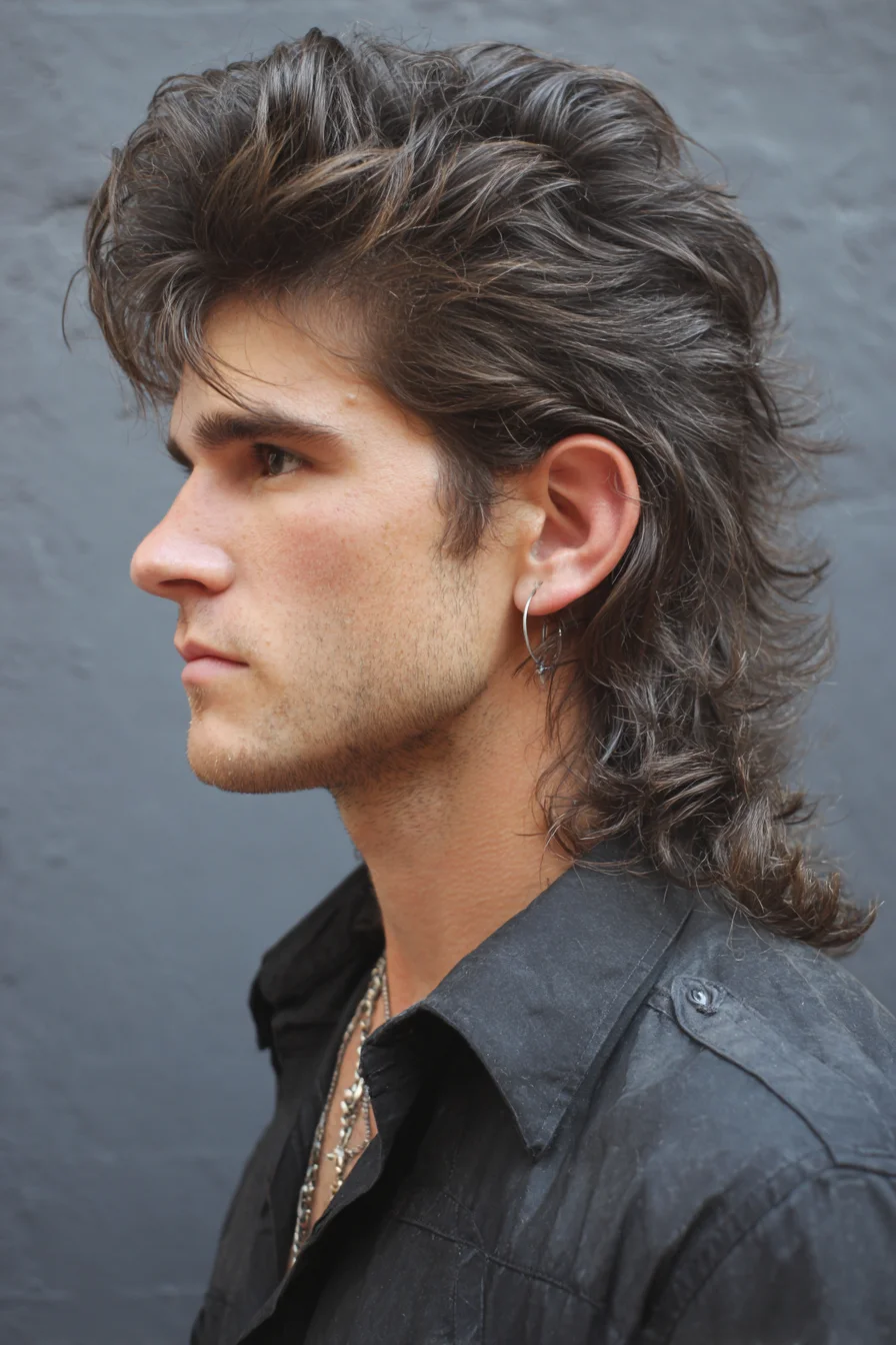 Textured Modern Mullet for Men — Voluminous Shag with Tapered Sides