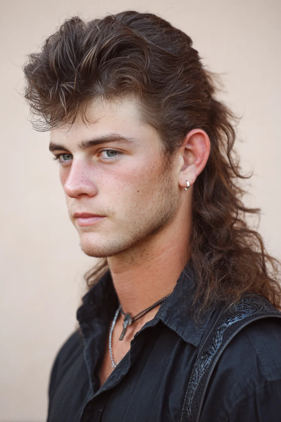 Textured Modern Mullet for Men — Voluminous Top with Natural Waves