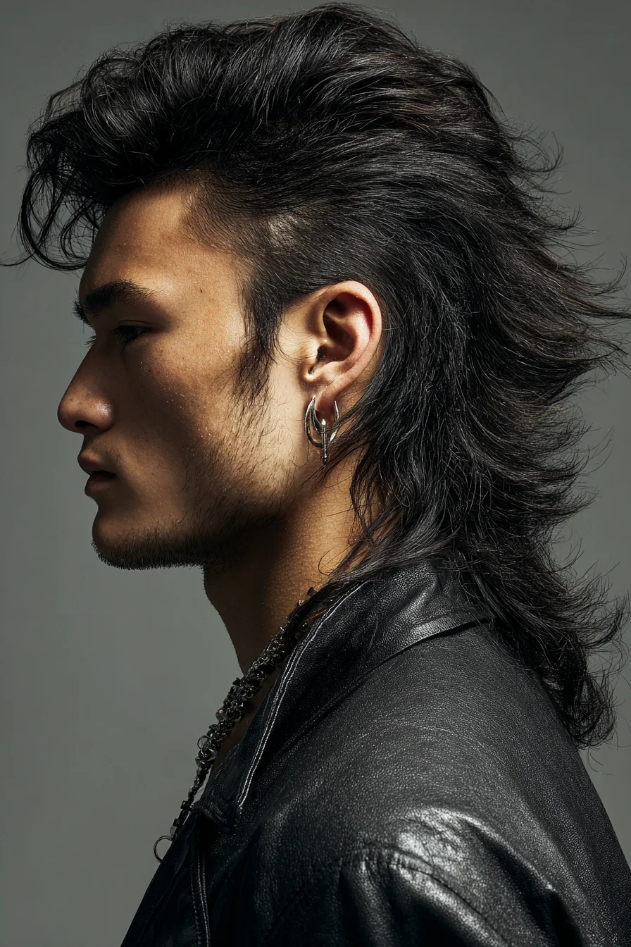 Textured Modern Mullet for Men — Voluminous Top with Tapered Sides
