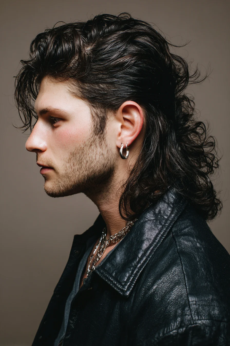 Textured Modern Mullet — Layered Medium-Length Mens Haircut with Natural Waves
