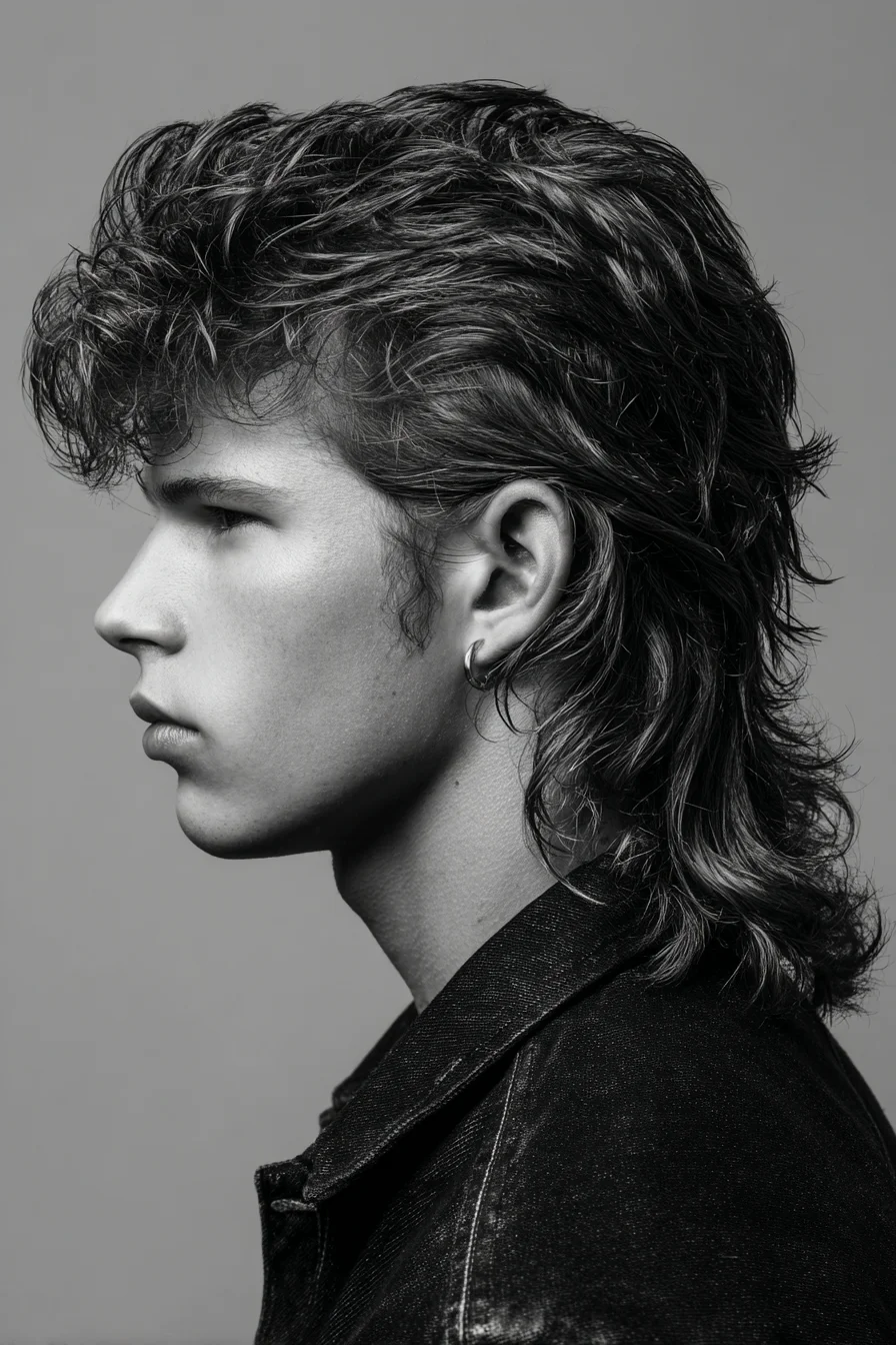 Textured Modern Mullet — Layered Mens Medium-Length Hairstyle