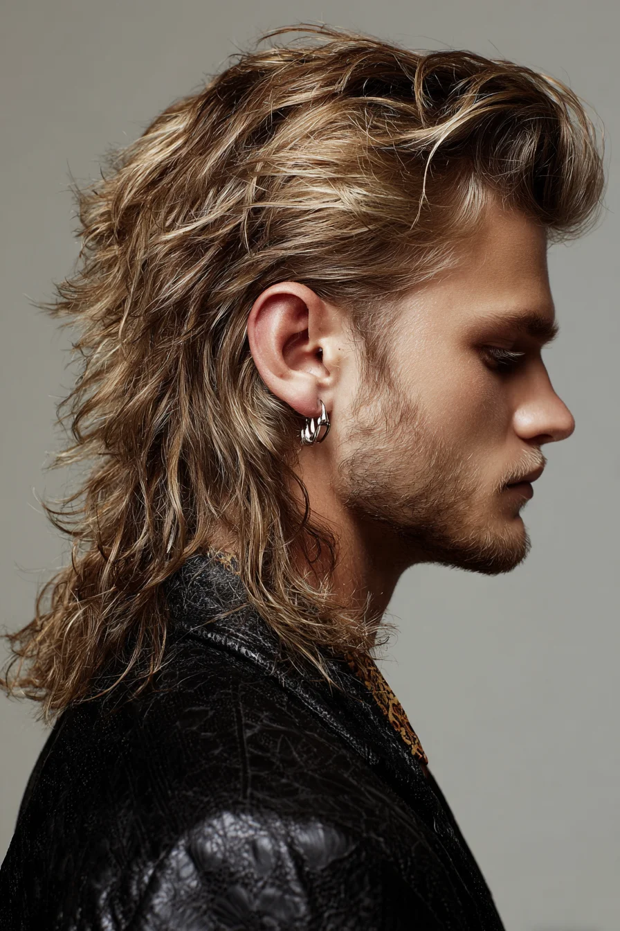 Textured Modern Mullet — Layered Mid-Length, Swept-Back Mens Hairstyle