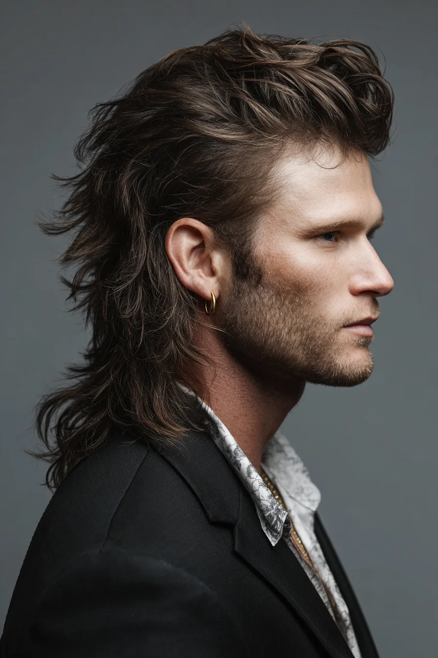 Textured Modern Mullet Shag for Men — Medium-Length Wavy Hairstyle
