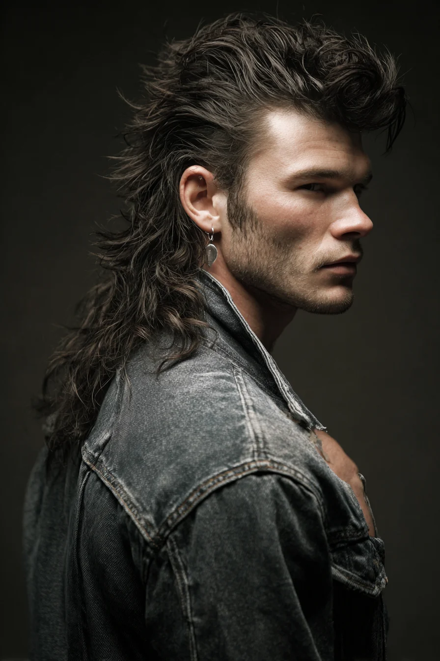 Textured Modern Mullet with Volume and Tapered Sides