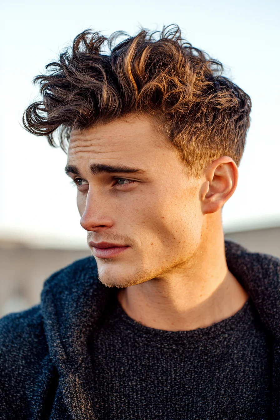 Textured Modern Quiff with Short Sides — Mens Wavy Hairstyle