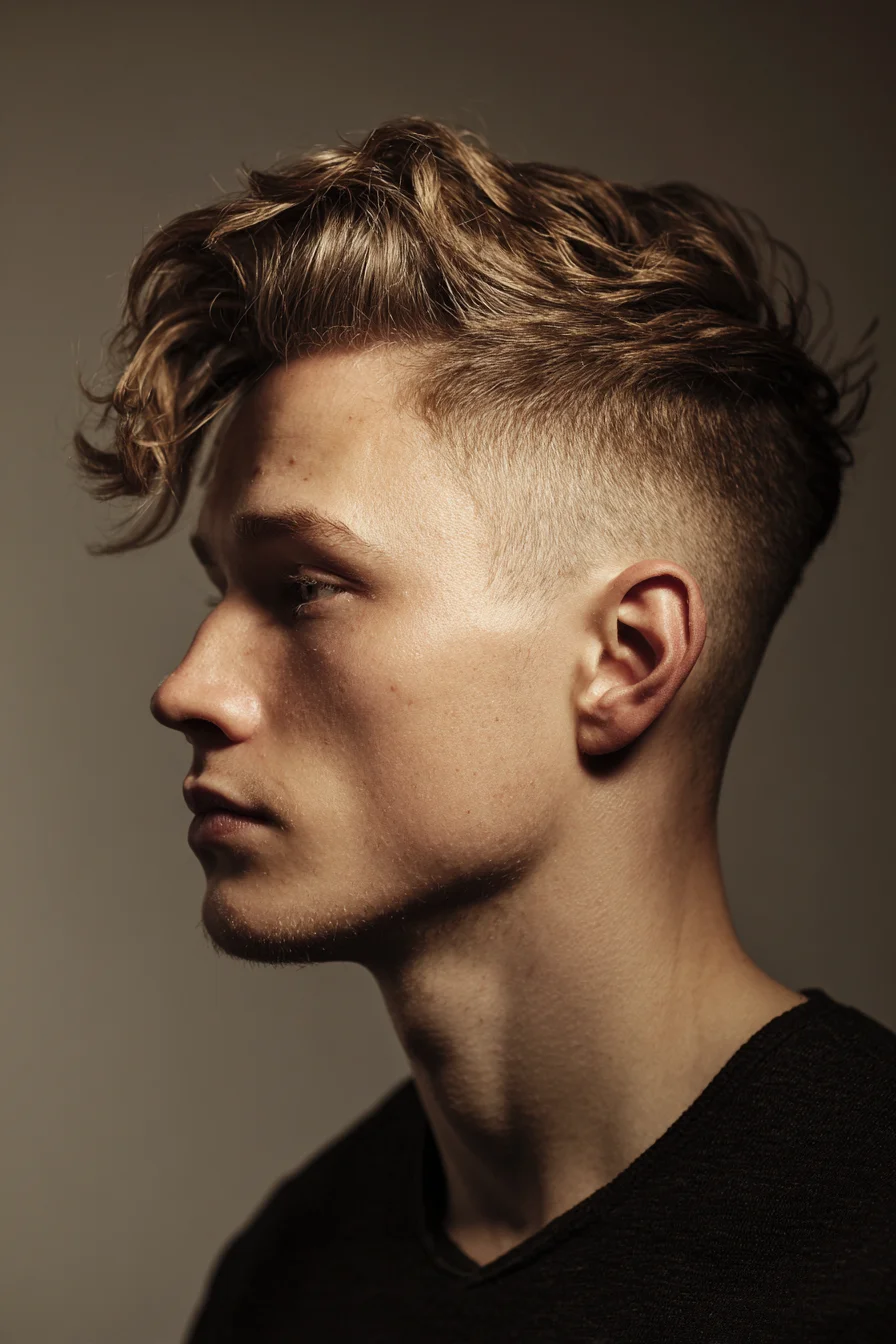 Textured Modern Quiff with Skin Fade — Mens Short Sides, Long Top