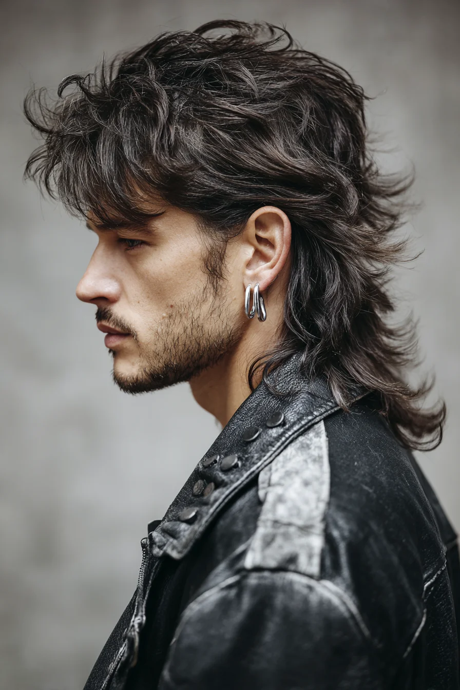 Textured Mullet with Layered Fringe — Modern Mens Shag Hairstyle