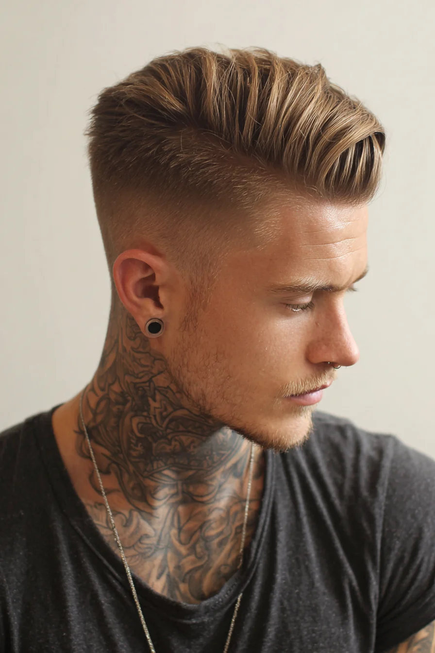 Textured Pompadour Fade — Modern Mens Quiff Hairstyle