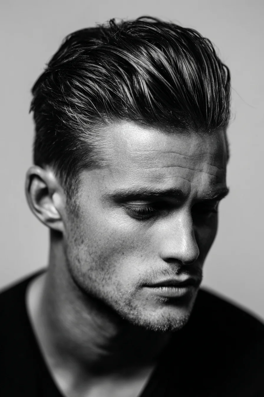 Textured Pompadour for Men with Tapered Sides