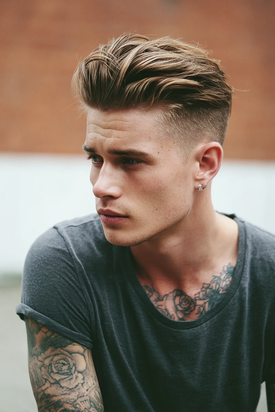 Textured Pompadour with Low Taper Fade — Mens Modern Hairstyle
